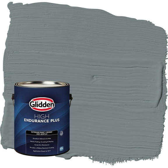 Glidden HEP Garrison Gray / Grey Flat Exterior Paint with Primer, 1 Gallon