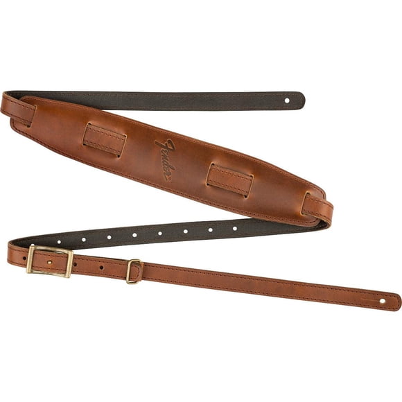 Fender Mustang Saddle Guitar Strap, Stocking Stuffers, Guitar Accessories, 2.25in, Cognac, Standard
