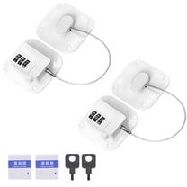 2 Pack Combination Lock with Keys, No Drill Adhesive Safety Lock for Refrigerator, Cabinet, Drawer, Sliding Door - White
