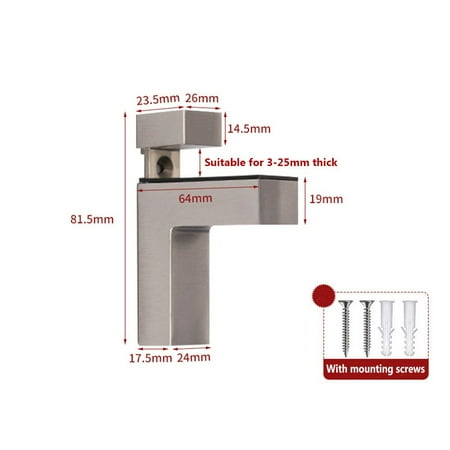 

Thicken Glass Clip Aluminum Alloy Chrome Finish Glass Clamp Shelf Holder Support Glass Plated Brackets Brackets Clamps TYPE3