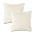 thumbnail image 5 of Phantoscope Pom Pom Velvet Series Decorative Throw Pillow, 18" x 18", Off White, 2 Pack, 5 of 6
