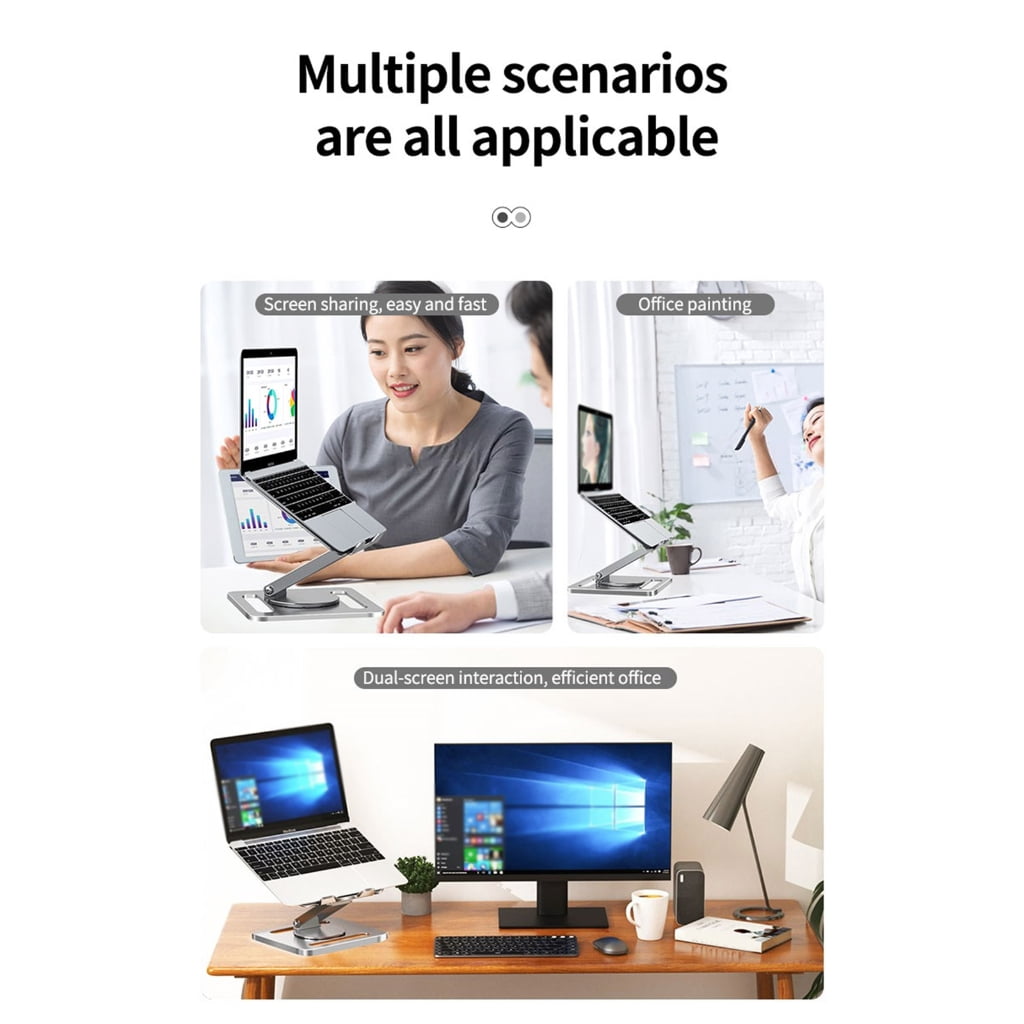 WINDLAND Aluminum Alloy 360°Rotating Laptop Stand Foldable Holder for Tablets Pad Support