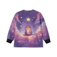 thumbnail image 5 of Xoenoiee Capybara Star Cloud Print Oversized Sweatshirts for Girls Crew Neck Long Sleeve Shirts Casual Loose Slit Pullover Top Fall Outfits, 5-6 Years, 5 of 7