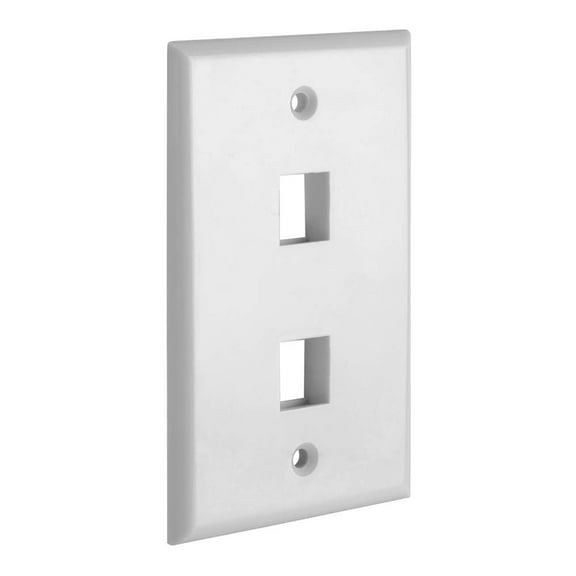 Cmple - 2 Port Keystone Wall Plate 1 Gang Wall Plate with Standard Size Ethernet Wall Plate Keystone Wall Plate Compatible with Keystone Jack, HDMI Keystone - White