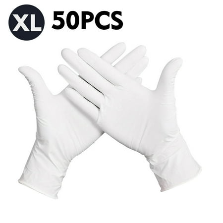 

50 Pcs/Disposable Gloves Thick Powder-Free Rubber Latex Stretchy Gloves Sterile Food Grade for Home Food Laboratory Use (XL)