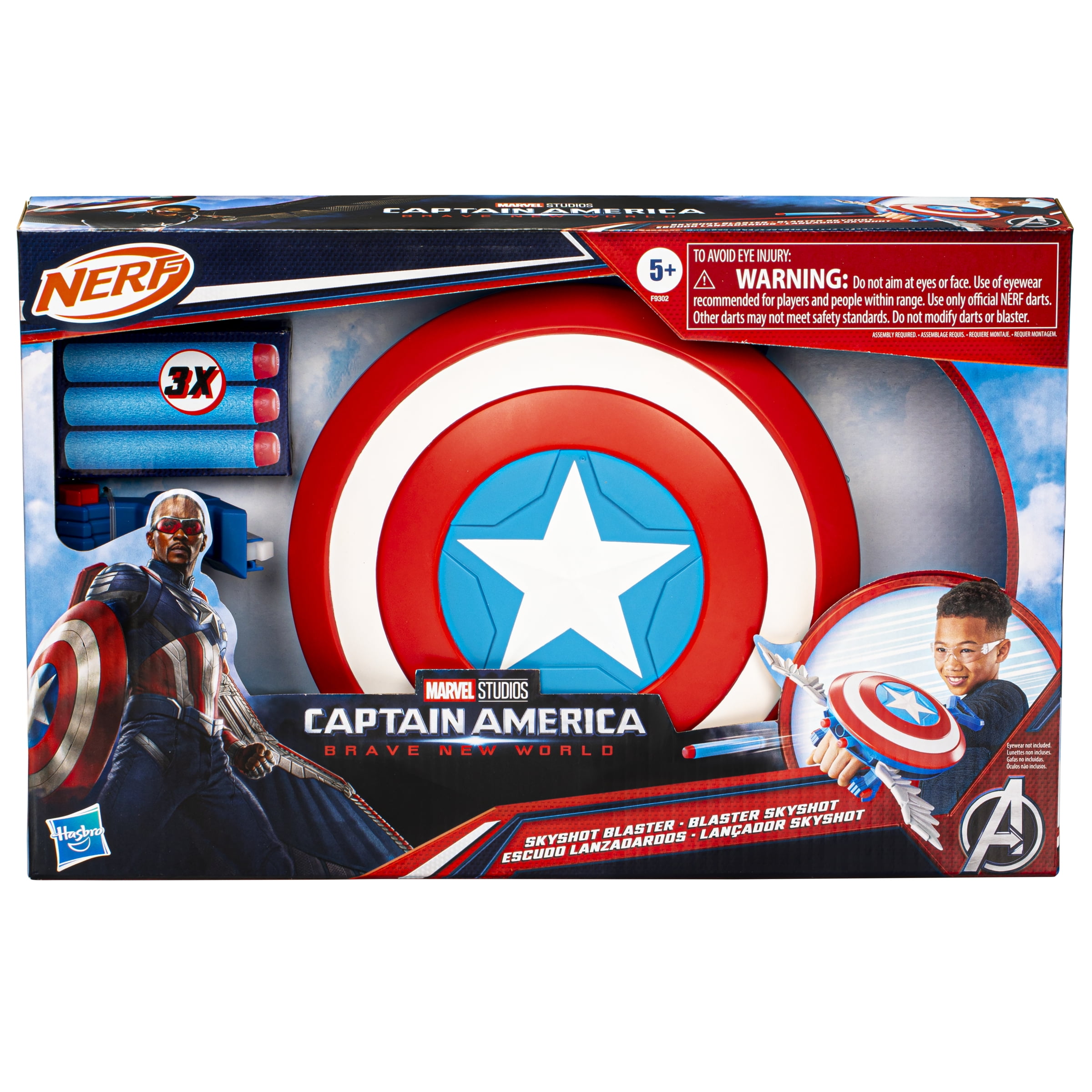 Marvel Studios Captain America Brave New World NERF Skyshot Blaster, Halloween Costume Accessory