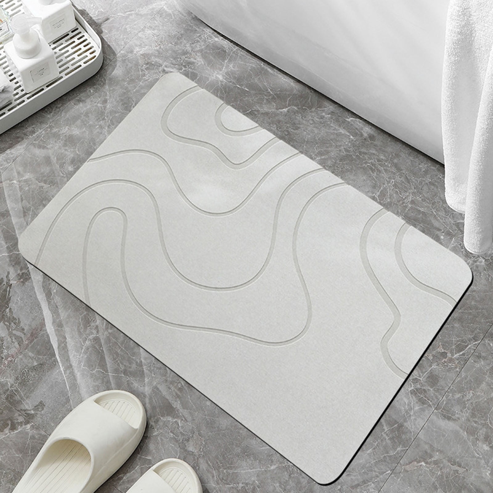 Bath Mat Diatomaceous Earth Shower Mat Non-Slip Super Absorbent Diatomite Stone Mats for Bathroom Floor Quick-Drying Easy to Clean 15.4" x 23.6"