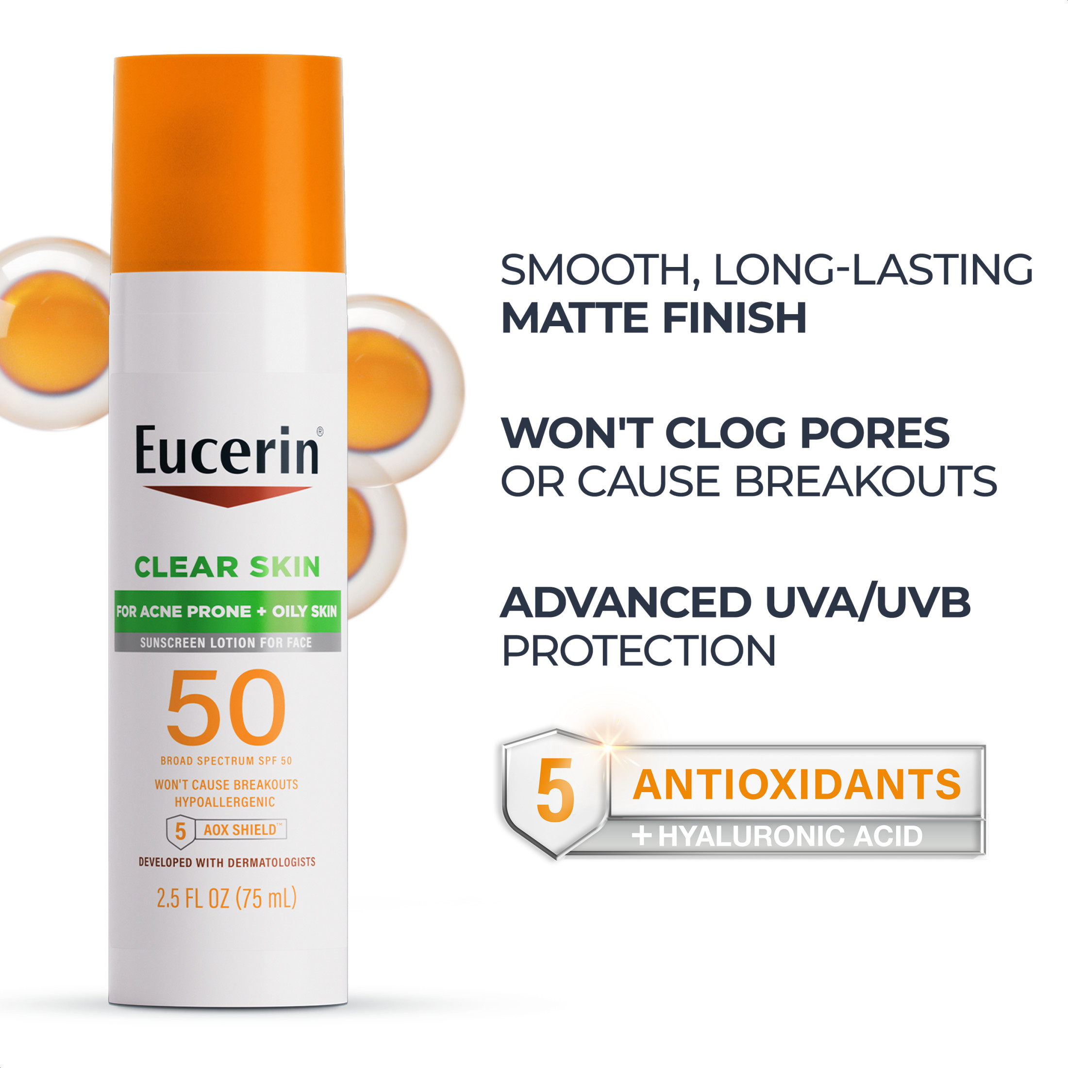 Eucerin Sun Clear Skin Face Sunscreen Lotion SPF 50, 2.5 oz photo 3