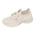 thumbnail image 6 of Women's Breathable Lace Up Running Shoes Lightweight Slip On Sneakers Comfortable Arch Support Non Slip Walking Shoes Beige Size 7.5, 6 of 8