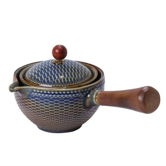 Portable Chinese Gongfu Kung Fu Tea Set 360 Rotating Teapot Ceramic Tea Maker Infuser Wooden Handle Pot Cup For Home Office