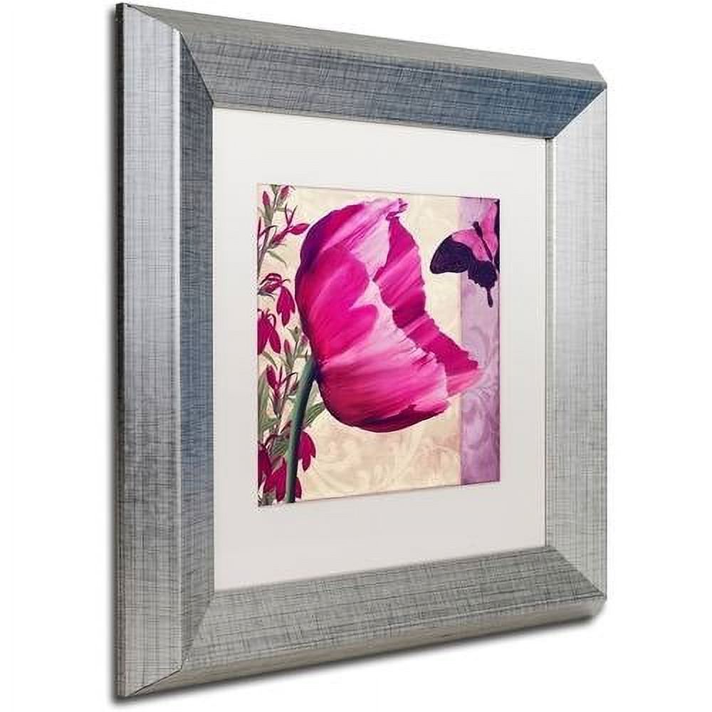 Trademark Fine Art " Pink Poppy II " Canvas Art by Color Bakery White Matte, Silver Frame