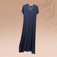 thumbnail image 5 of Asxite Womens Pajamas Solid Rayon Stretchy Breathable Crew Neck Short Sleeve Nightgowns, 5 of 5