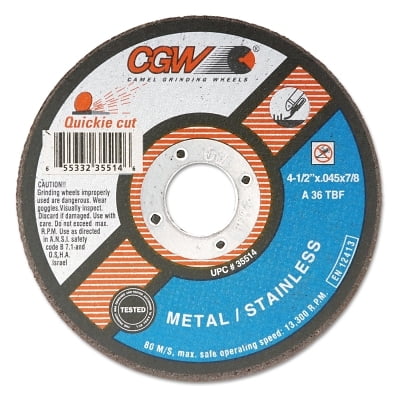 

Quickie Cut Extra Thin Type 27 Cut-Off Wheel 4-1/2 in dia 7/8 in Arbor 60 Grit | Bundle of 5 Boxes