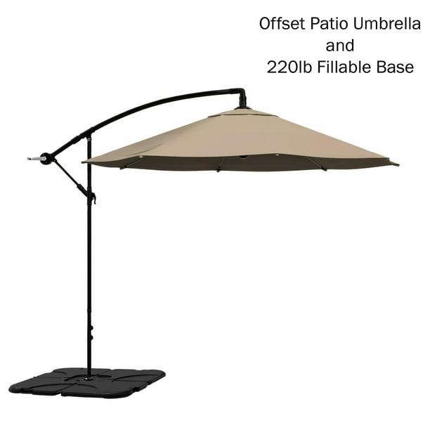 Pure Garden 10ft Offset Patio Umbrella with Cross Base, Blue