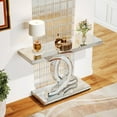 thumbnail image 5 of Tribesigns Table Console Miroir, Table de Canapé Moderne en Verre Argenté de 39 Pouces Table d'Entrée avec Incrustations de Cristal Scintillantes, 5 of 5