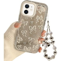 for iPhone 12/12 Pro Case Bow Plating Mirror Cute Heart Women Girls Teens Ribbon Design Girly Aesthetic Bows Y2k Protective Phone Cover with Charm Chain
