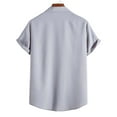 thumbnail image 3 of Cotton Linen Summer Shirt for Mens Button Up Shirts Short Sleeve Casual Solid Turndown Collar Beach Shirts for Men, 3 of 5