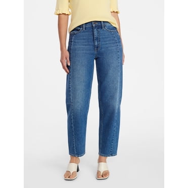 Time and Tru Women's High Rise Barrel Jeans, 28" Inseam, Sizes 0-20