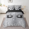 thumbnail image 2 of Homewish Girly Elegant Eyelash Bedding Comforter Set 7 Pieces for Teens Boys Girls,Bling Glitter Full Bedding Set Lightweight,Graffiti Splash Fitted Sheet Flat Sheet,Microfiber Bedroom Decor, 2 of 8