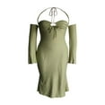 thumbnail image 1 of Femmes Élégante Robe Licol Sangle Basse Coupe Solide Couleur Queue de Poisson Robes Dame Sexy Robe d'Été, 1 of 9
