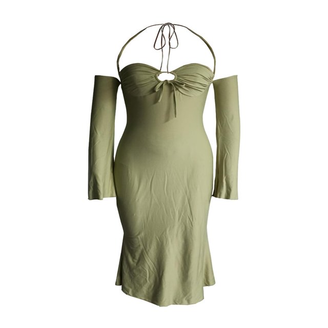 Femmes Élégante Robe Licol Sangle Basse Coupe Solide Couleur Queue de Poisson Robes Dame Sexy Robe d'Été