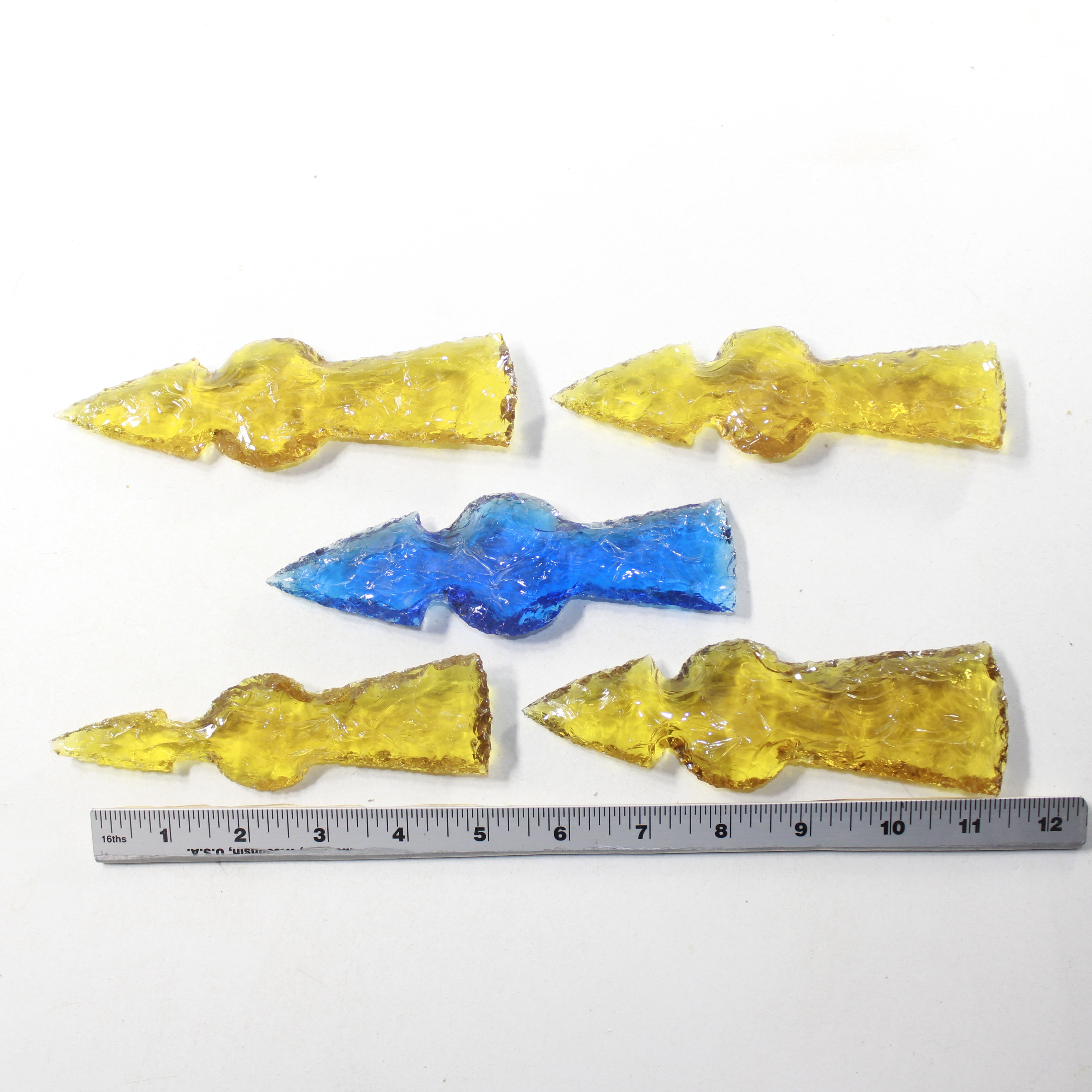 5 Glass Ornamental Tomahawk Heads #943-1  Ax Axe Hatchet