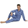 thumbnail image 4 of MintLimit Pajamas for Men Cotton Long Sleeve Button Down Lounge Plaid Pj Set 2 Pcs Blue XL, 4 of 5