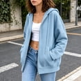 thumbnail image 5 of Edvintorg Oversized Hoodies for Women Long Sleeve Loose Casual Sweatshirt Drawstring Zip up Hooded Top with Pocket Women’S Clothing Light Blue M, 5 of 7