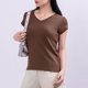 thumbnail image 5 of Mujeres Manga Corta Tops Casual, Color Sólido Cuello en V, Camiseta Casa Blusas para Mujeres, 5 of 6