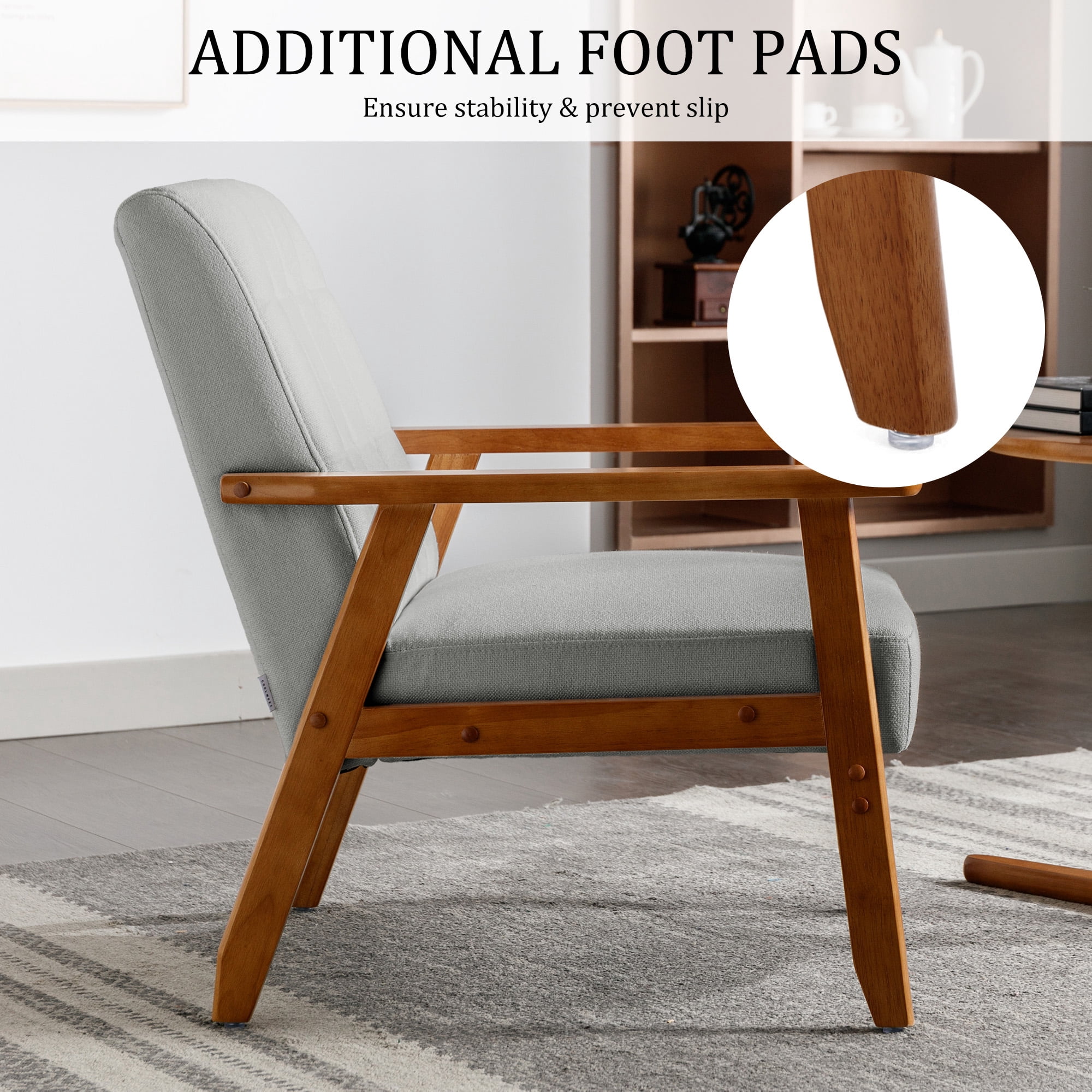 MOONMISS Accent Chair Set of 2,Mid Century Modern Technical Fabric Armchair with Wood Frame for Living Room Bedroom Study Room Easy Assembly,Gray