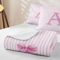 thumbnail image 4 of Manfei Pink Bling Letter A Print Quilt Full,Minimalist Geometric Lines Full Bedspread Sets,3 Pieces,1 Coverlet and 2 Pillowcases, 4 of 7