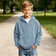 thumbnail image 4 of Nugftut Sweatshirts for Boys Corduroy Full-Zip Hooded Long Sleeve Sweatshirts Size 11-12 Blue, 4 of 7