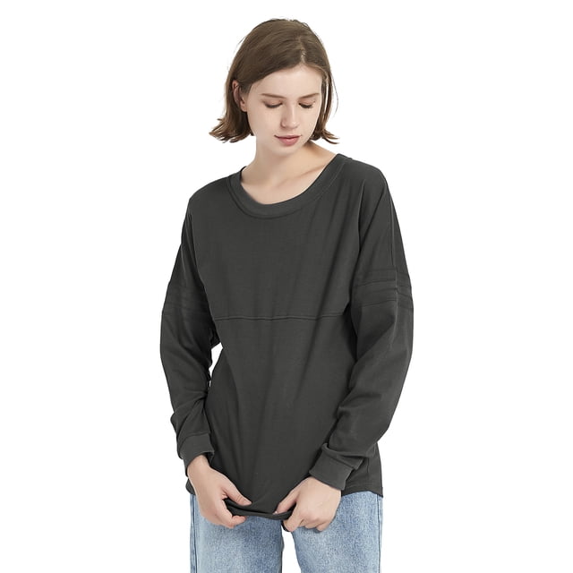 TOPTIE Chandail à Col Rond pour Femmes avec Pompon, Chandail Jersey Jeunesse à Manches Longues, T-Shirt de Jour de Match, Vierge - Gris - P