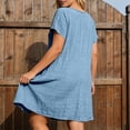 thumbnail image 5 of Puliio Mini Dresses for Women Summer Short Sleeve V Neck Textured Loose Casual Daily Wear Dress, 5 of 6