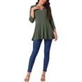 thumbnail image 2 of INSPIRE CHIC Blusas Básicas de Mujer Casual con Cuello en V y Manga 3/4 con Bolsillos, Corte Suelto, Talla L, Verde, 2 of 5
