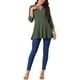 thumbnail image 2 of INSPIRAR CHIC Blusas Básicas de Mujer con Cuello en V y Manga 3/4 con Bolsillos, Corte Suelto, Talla XL, Verde, 2 of 5