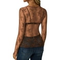 thumbnail image 3 of UVN Mesh Tops for Women Sheer Lace Long Sleeve Shirts Sexy Y2k See Through Party Club Blouse, 3 of 7
