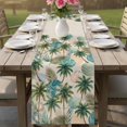 thumbnail image 4 of Tropical Plant Table Runner 108 Inches, Summer Watercolor Boho Palm Tree on Linen Bed Runner Dresser Scarves Tabletop for Indoor Outdoor Parties/Ceremony/Banquet, 13"x 108", 4 of 9