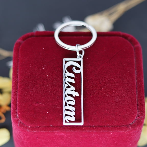 Custom Name Keychain Personalized Stainless Steel Geometry Key Chains Customized Laser Engraved Nameplate Keyring Gifts