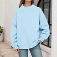 thumbnail image 2 of Weikingp Mockneck Sweatshirt Camping Sweatshirts High Neck Sweatshirt Cowl Neck Tops Fashion Clothing Turtleneck Tops Fall Sweatshirts for Women Oversized Mock Neck Sweatshirt Blue 2XL, 2 of 8