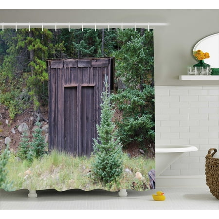 Outhouse Shower Curtain Farm Life House Wooden Door Of Cottage