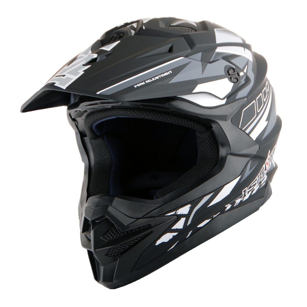1Storm Motocross Adult Helmet Downhill Mountain Bike Helmet BMX MX ATV Dirt Bike Storm Style HF803; Storm Black + Goggles + Skeleton Black Glove Bundle