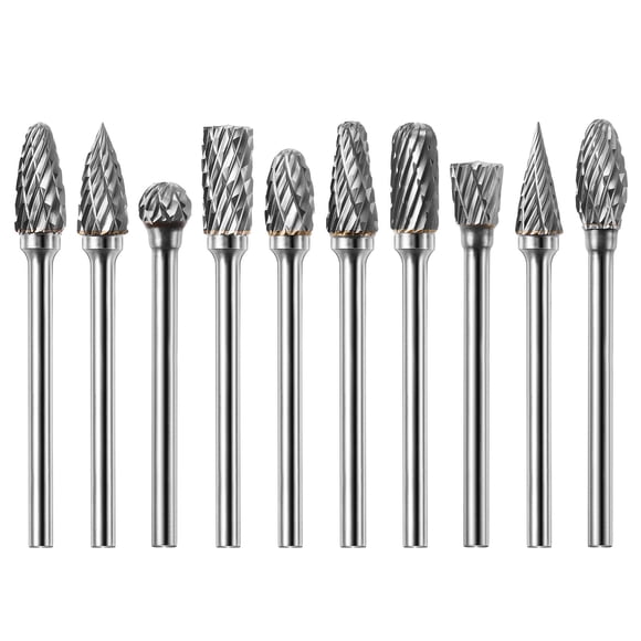 Miangastore Tungsten Carbide Rotary Burr Set Silver 10Pcs 3.93x2.52x0.43in