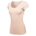 thumbnail image 3 of FashionOutfit Women's Solid Basic Cap Sleeves Scoop Neck Tee, 3 of 4