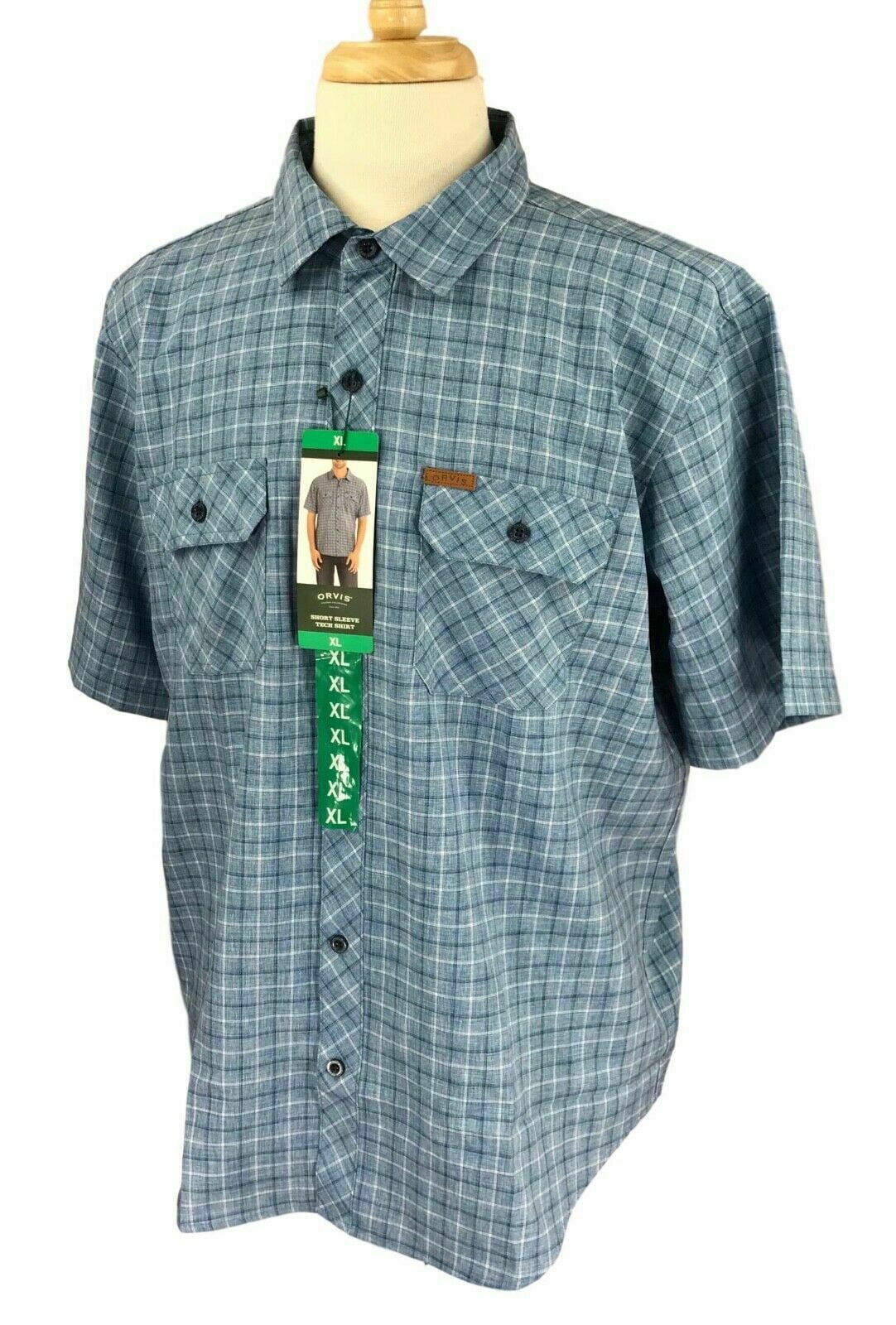 Orvis Orvis Men's Short Sleeve Tech Shirt In Medium Blue Check, XL