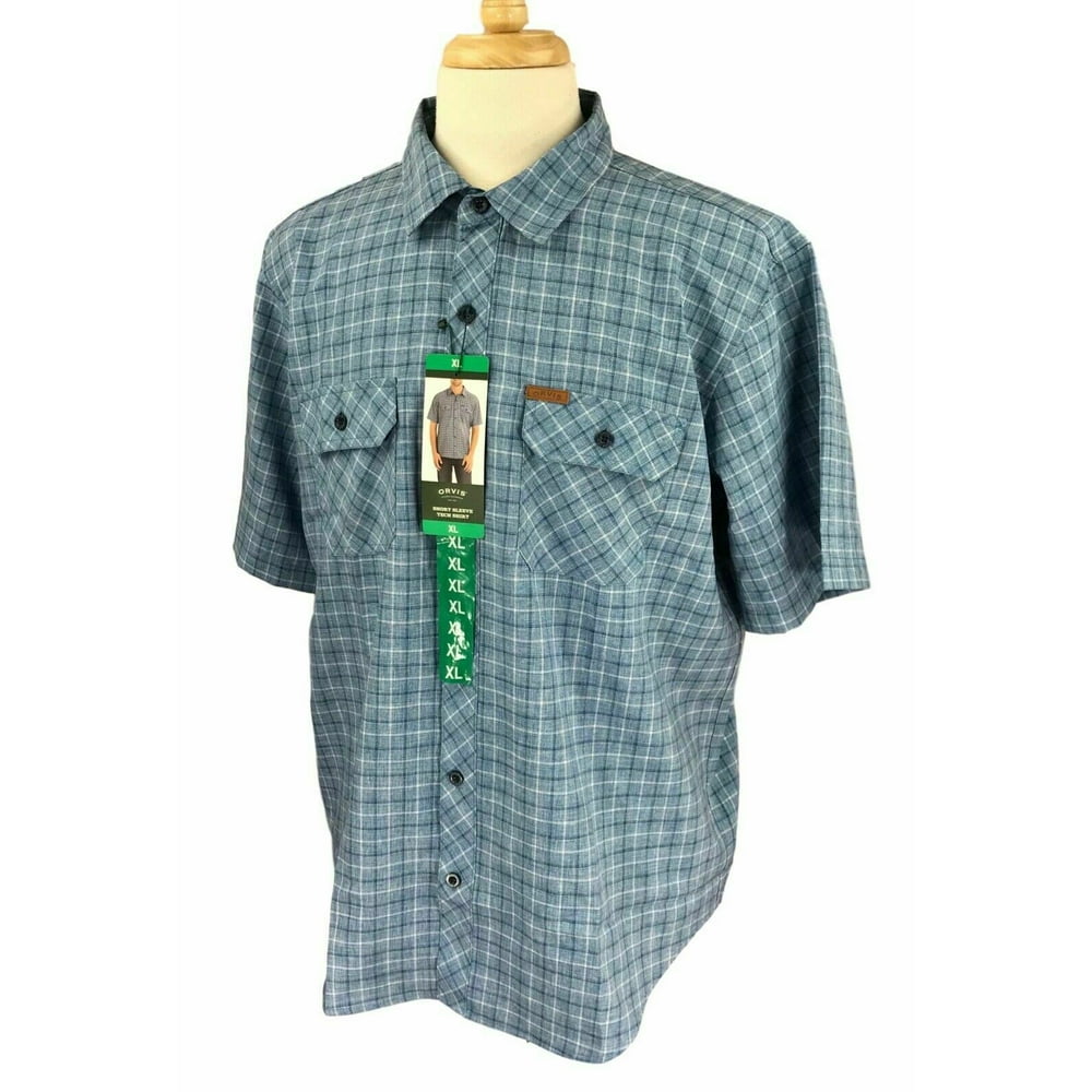 Orvis Orvis Men's Short Sleeve Tech Shirt In Medium Blue Check, XL