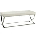 thumbnail image 1 of Bowery Hill 18.5" Contemporary Faux Leather Tufted Accent Bench in White, 1 of 3
