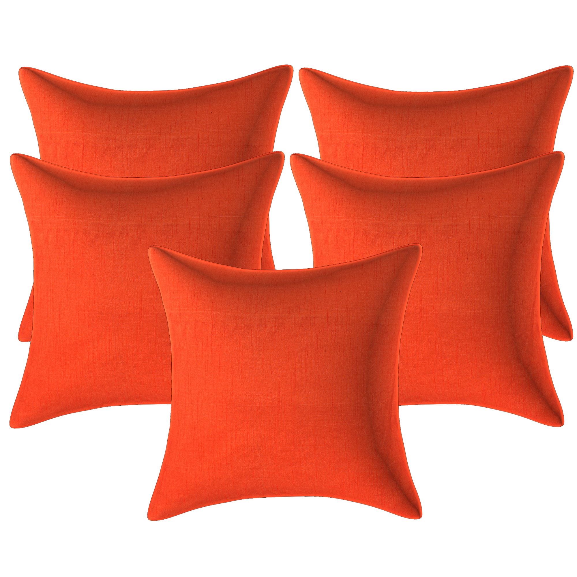 Stylo Culture Ethnic Chair Seat Throw Pillow Covers 16x16 Solid Orange Modern 40x40 cm Living