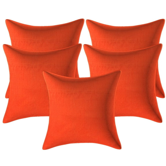 Stylo Culture Ethnic Chair Seat Throw Pillow Covers 16x16 Solid Orange Modern 40x40 cm Living Room Toss Pillow Case Polydupion Solid Square Cushion Covers | Set Of 5