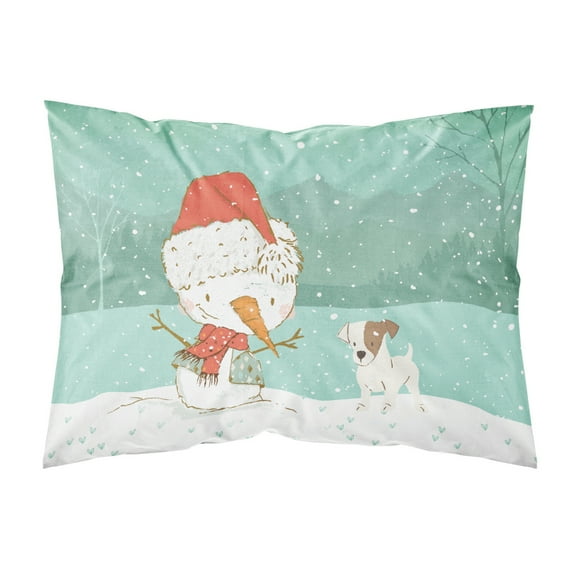 Jack Russell Terrier Snowman Christmas Fabric Standard Pillowcase